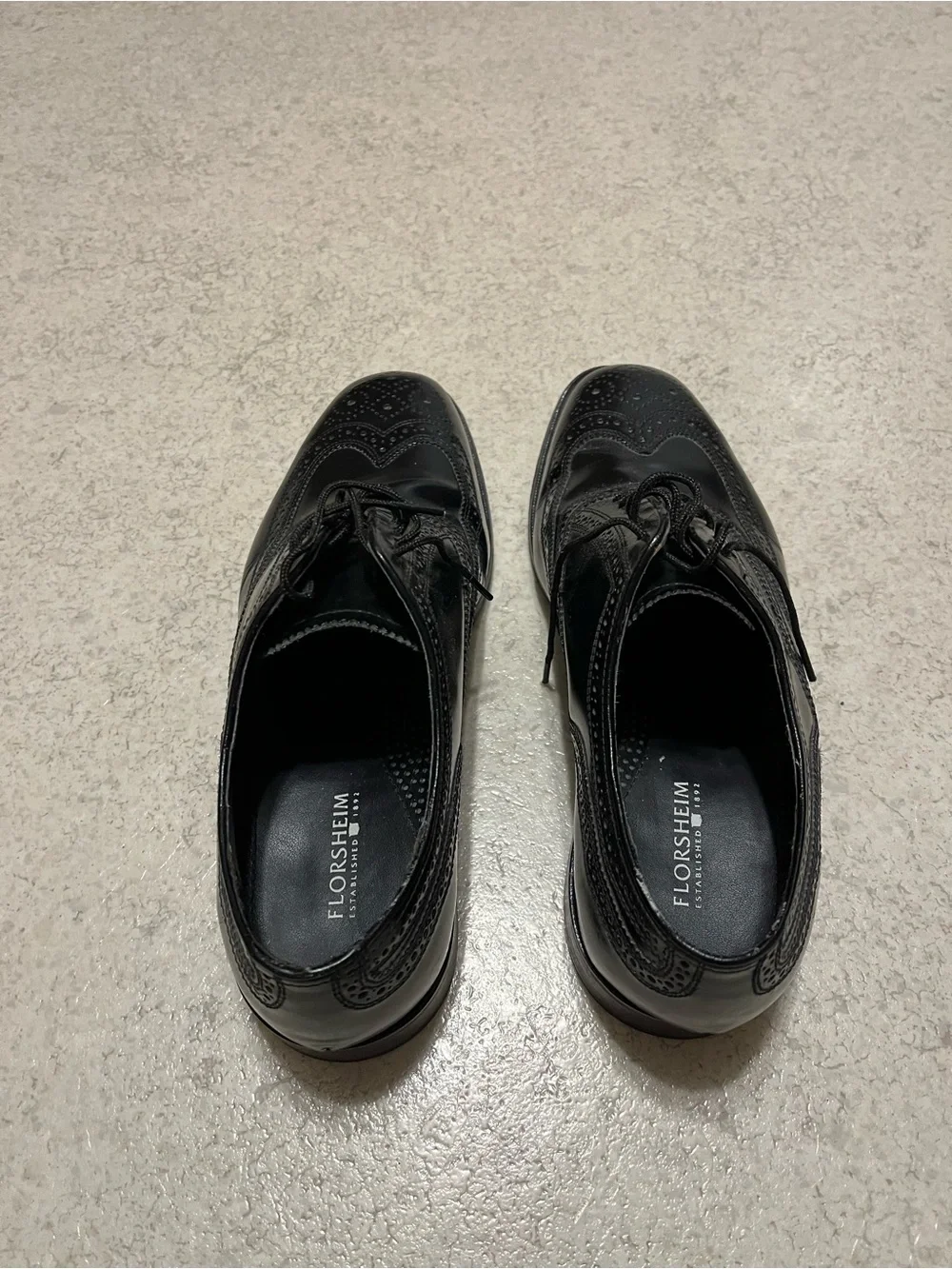 Florsheim Black Leather Brogue Wingtip Oxfords